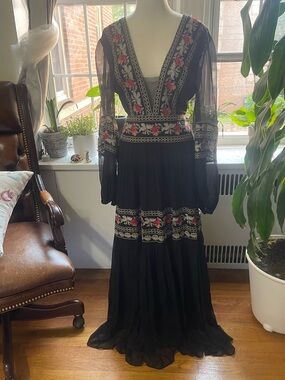 bcbgmaxazria v neck pleated waist maxi dress BCBGMAXAZRIA V Neck Pleated Gown in Gardenia